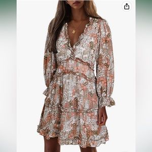 NWOT Floral Khaki Dress- Medium
